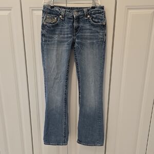 Miss Me Light Blue Bootcut Jeans with Whiskering